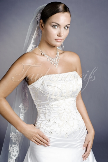 Brautkleid TW0087B - Satin Raffungen Perlenstickerei Rosen Schnürung 2