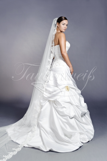 Brautkleid TW0087B - Satin Raffungen Perlenstickerei Rosen Schnürung 3