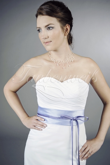 Brautkleid TW0089B - Vokuhila Chiffon Satin farbiges Band mit Bolero 2