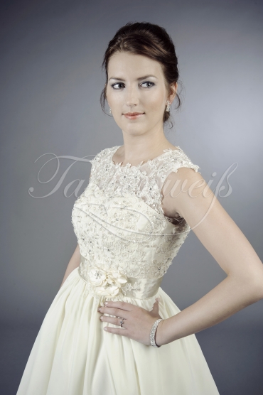 Brautkleid TW0095B - kurz Chiffon Spitze Perlen 50er Jahre Standesamt 2