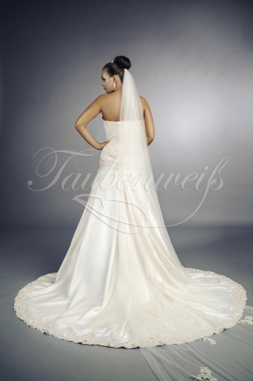 Brautkleid TW0108B - Satin Spitze Perlen Blumen tiefer Ausschnitt glamourös 3