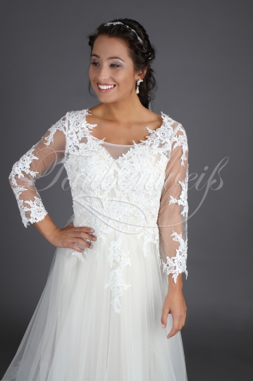 Brautkleid TW0122B - 3/4-Arm Spitze Vintage Tattoo Rücken Schleppe 2