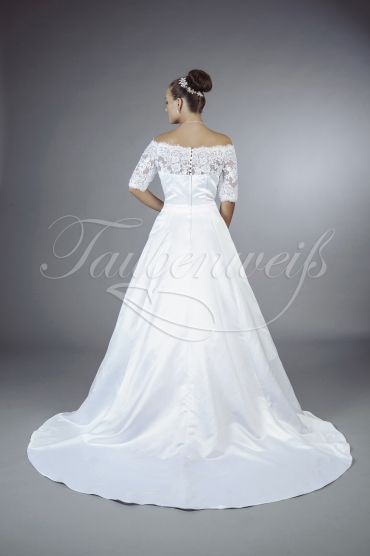 Brautkleid TW0123B - A-Linie Satin Spitze Perlen Pailletten 3/4-Arm Carmenausschnitt 3