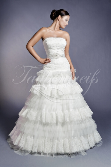 Brautkleid TW0125B - A-Linie Vintage Spitze Tüll Perlengürtel Vintage ohne Schleppe 1