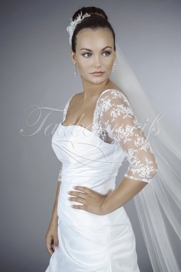 Brautkleid TW0134B - Taft Spitze Raffungen Ärmel Carree-Ausschnitt Schleppe Schnürung 2