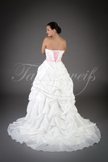Brautkleid TW0137B - A-Linie Taft rosa Applikationen romantisch Kunstblumen 3
