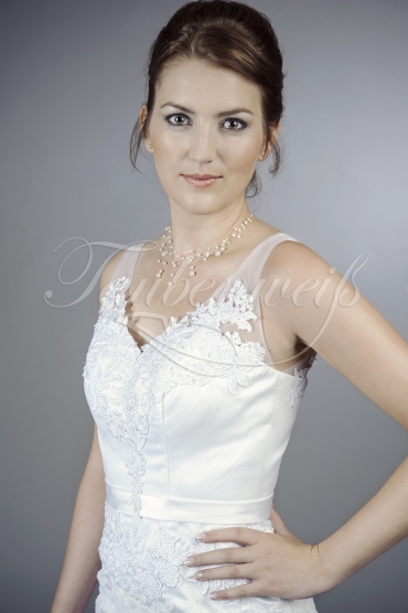 Brautkleid TW0140B - kurz Träger V-Ausschnitt Spitze Tüll Standesamt 3
