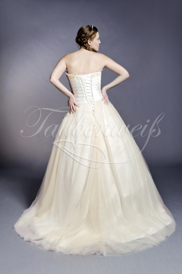 Brautkleid TW0147B - A-Linie Satin Tüll Spitze Perlen Prinzessin Rüschen champagner 3