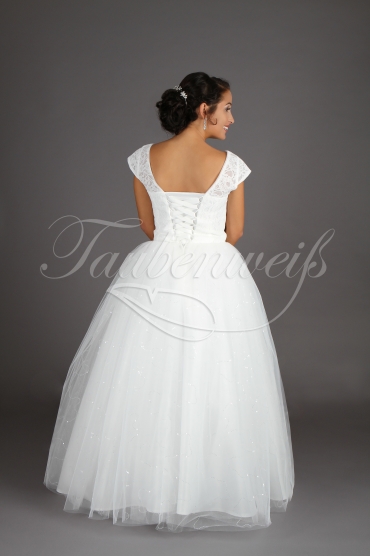Brautkleid TW0151B - Spitze Strass kurze Ärmelchen Prinzessin ohne Schleppe 3