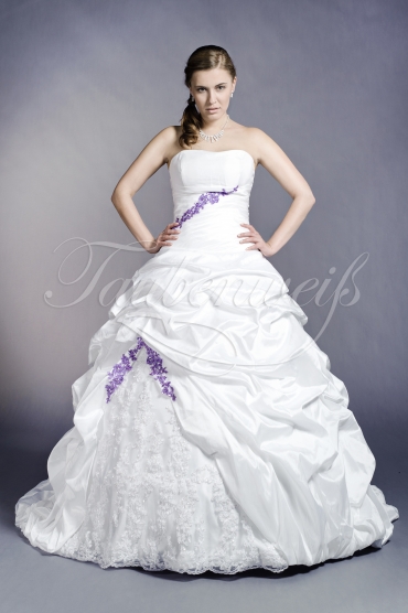 Brautkleid TW0153B - A-Linie lila Taft Spitze Perlen Raffungen Schleppe Schnürung