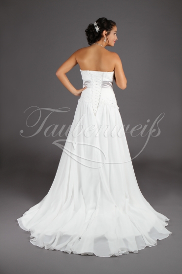Brautkleid TW0178B - schmale A-Linie Chiffon Spitze Perlen silbergraues Band schlicht 3