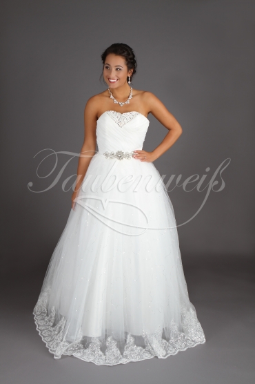 Brautkleid TW0181B - Glitzertüll Perlen Pailletten Prinzessinnenstil ohne Schleppe