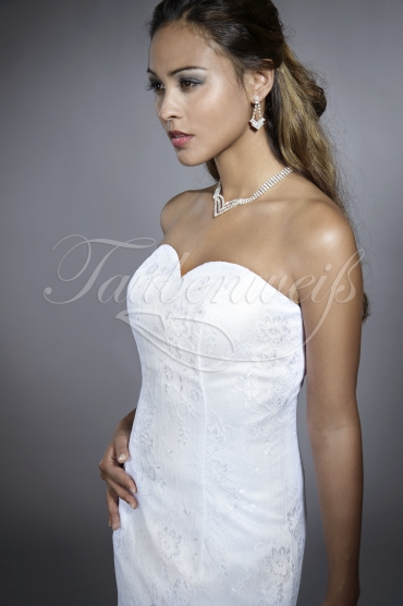 Brautkleid TW0183B - kurz Spitze trägerlos Etui Herzausschnitt Standesamt 2