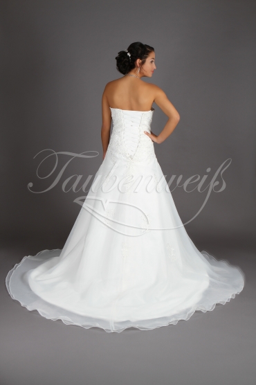 Brautkleid TW0186B - A-Linie Organza Spitze Perlen Schleppe Schnürung 3