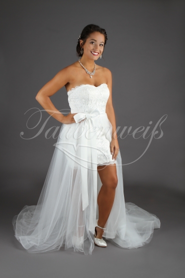 Brautkleid TW0204B - Vokuhila Tüll Spitze Standesamt abnehmbarer Rock 2