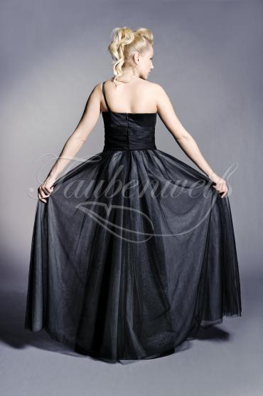 Abendkleid TW0005A - Abendkleid schwarz grau ein Träger breites Band modern 3
