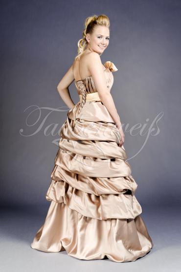 Abendkleid TW0019A - Abendkleid Satin braun chocolat gerafft lang trägerlos 3