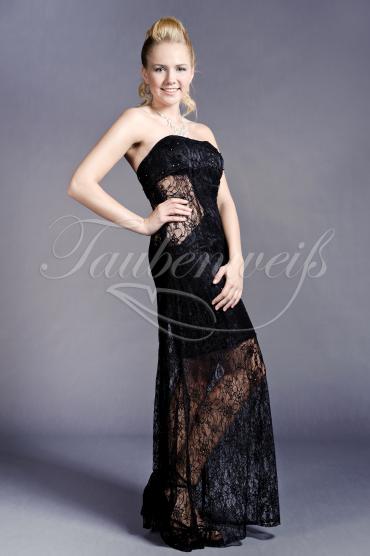 Abendkleid TW0032A - Abendkleid Spitze schwarz transparent durchsichtig sexy trägerlos