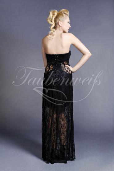 Abendkleid TW0032A - Abendkleid Spitze schwarz transparent durchsichtig sexy trägerlos 3