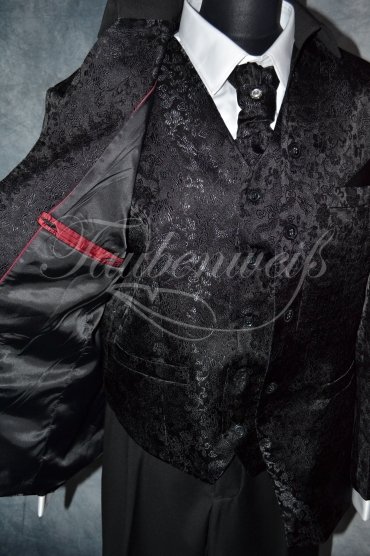 Anzug TW0001AN - Bräutigam schwarz 2reihig Mischgewebe Wolle Polyester 3