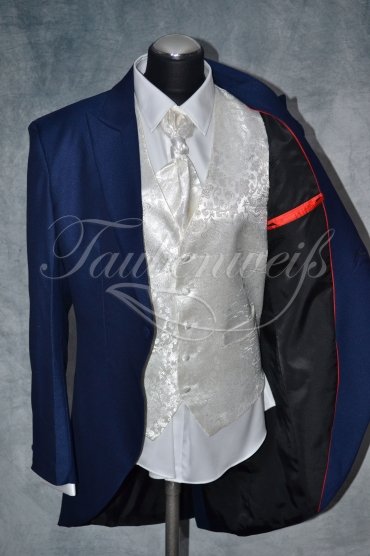 Anzug TW0006AN - Bräutigam Gehrock royalblau elfenbein einreihig Mischgewebe Wolle Polyester 2