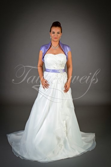 Brautkleid TW0002B - A-Linie mit Bolero lila Organza Spitze Perlen Schleppe 1