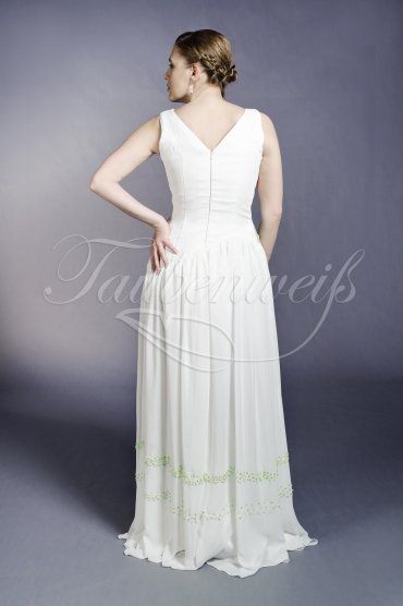 Brautkleid TW0006B - A-Linie Chiffon Strandhochzeit lindgrün Perlen ohne Schleppe 3
