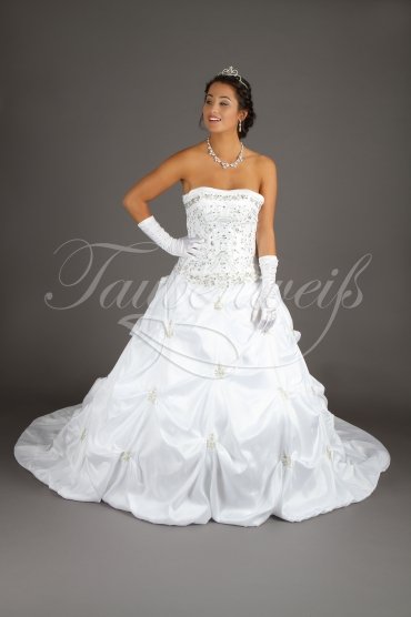 Brautkleid TW0018B - Prinzessin Taft glamourös Stickereien trägerlos Raffungen 1