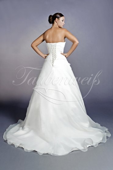 Brautkleid TW0021B - A-Linie Organza Stickereien Perlen Schleppe Schnürung 3