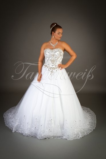 Brautkleid TW0034B - Prinzessin Strass Glitzer Tüll Spitze Schleppe voluminös