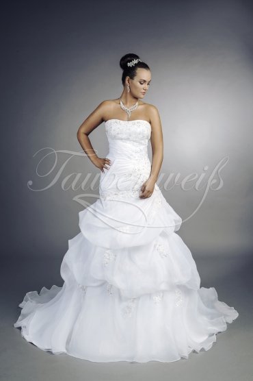 Brautkleid TW0041B - Organza Spitze Perlen Drapierung Schnürung 1