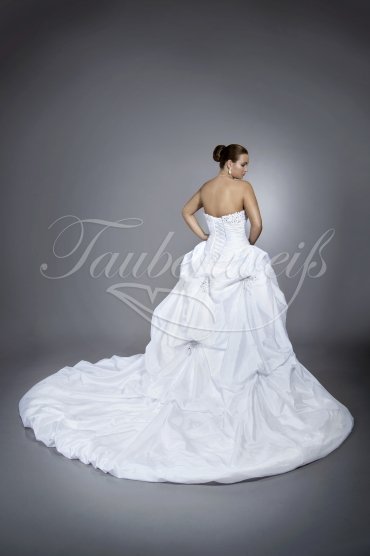 Brautkleid TW0047B - A-Linie Taft Spitze silberne Pailletten abnehmbare Schleppe 3