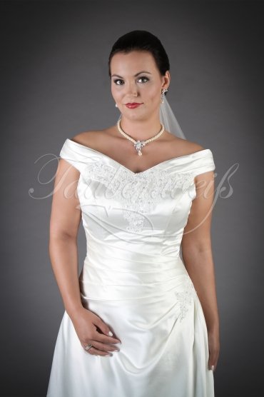 Brautkleid TW0053B - A-Linie schmal schlichte Applikationen Carmen-Ausschnitt 2