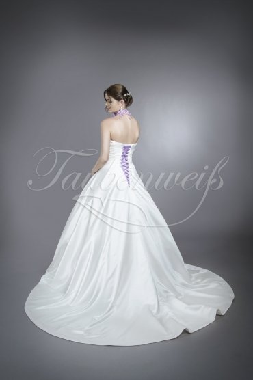 Brautkleid TW0065B - A-Linie lila lavendel Satin Spitze Blumen Halsband schlicht 3