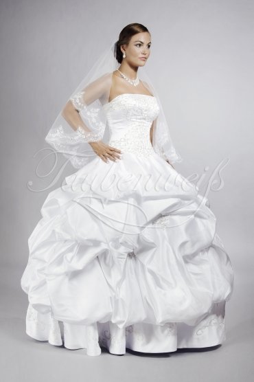 Brautkleid TW0067B - Satin Prinzessinnenstil silberne Stickereien ohne Schleppe