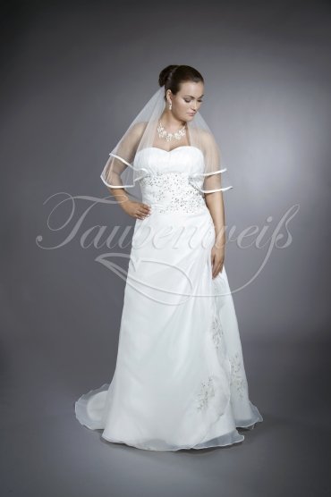 Brautkleid TW0086B - schmale A-Linie Organza silberne Stickerei schlicht 1