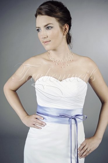 Brautkleid TW0089B - Vokuhila Chiffon Satin farbiges Band mit Bolero 2