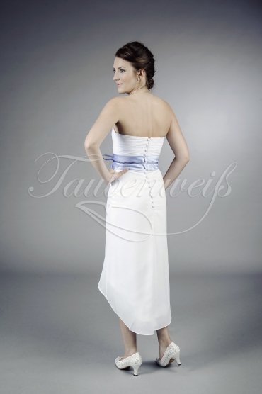Brautkleid TW0089B - Vokuhila Chiffon Satin farbiges Band mit Bolero 3