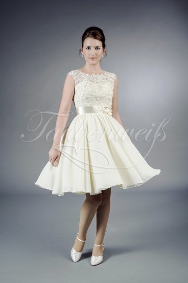 Brautkleid TW0095B - kurz Chiffon Spitze Perlen 50er Jahre Standesamt