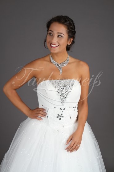 Brautkleid TW0114B - Prinzessin Tüll Glitzer Strass ohne Schleppe 2