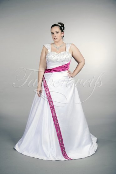 Brautkleid TW0156B - Übergröße Plus XXL Große Größe Satin magenta pink A-Linie 1