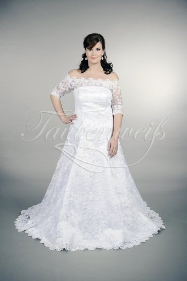 Brautkleid TW0160B - Übergröße Plus XXL Große Größe Spitze 3/4 Arm Carmenausschnitt