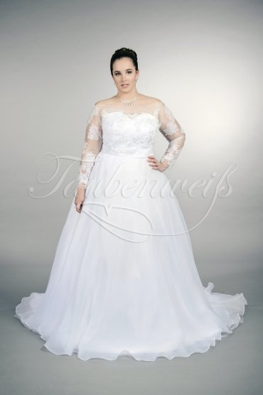 Brautkleid TW0162B - Übergröße Plus XXL Große Größe A-Linie Organza Spitze Langarm