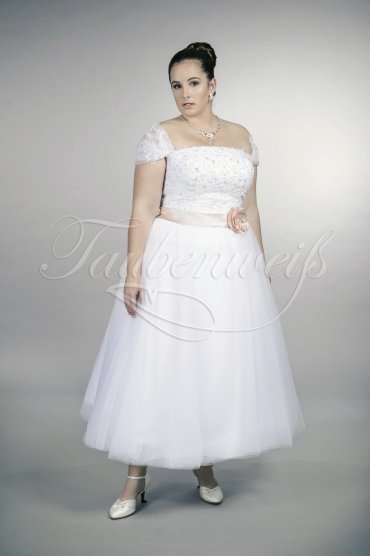 Brautkleid TW0168B - Übergröße Plus XXL Große Größe Spitze Tüll Tee-Länge