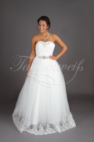 Brautkleid TW0181B - Glitzertüll Perlen Pailletten Prinzessinnenstil ohne Schleppe 1