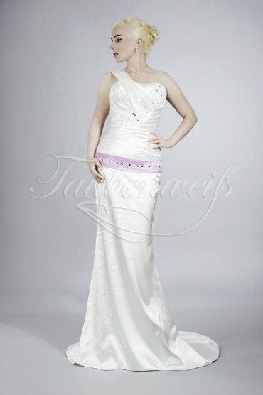 Brautkleid TW0185B - Meerjungfrau Satin lavendel lila Band ein Träger asymmetrisch