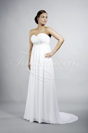 Brautkleid TW0192B - Empire Umstandsbrautkleid Chiffon Strandhochzeit graues Band 1