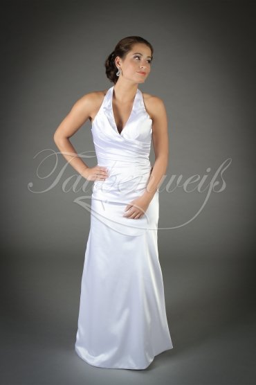 Brautkleid TW0201B - schlicht Trompete Neckholder Satin ohne Schleppe Standesamt