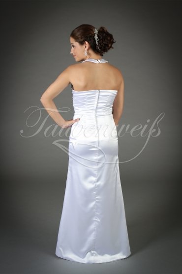 Brautkleid TW0201B - schlicht Trompete Neckholder Satin ohne Schleppe Standesamt 3
