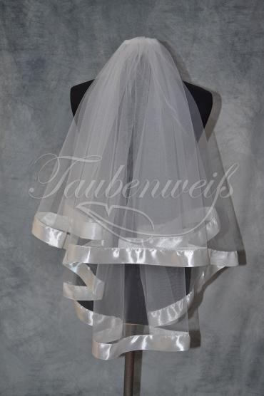 Brautschleier S0001 - Brautschleier aus weichem Tüll mit Satinborte und Kamm